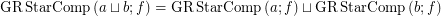 $ \operatorname{GR} \operatorname{StarComp} \left( a \sqcup b ; f \right) = \operatorname{GR} \operatorname{StarComp} \left( a ; f \right) \sqcup\operatorname{GR} \operatorname{StarComp} \left( b ; f \right) $