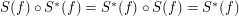 $ S(f)\circ S^{\ast}(f)=S^{\ast}(f)\circ S(f)=S^{\ast}(f) $