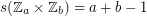 $ s( {\mathbb Z}_a \times {\mathbb Z}_b ) = a + b - 1 $