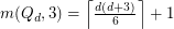 $ m(Q_d,3) = \left\lceil \frac{d(d+3)}{6} \right\rceil +1 $